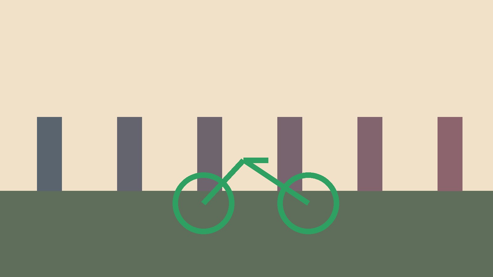 Aangeleverde illustratie van een groene fiets in een straat